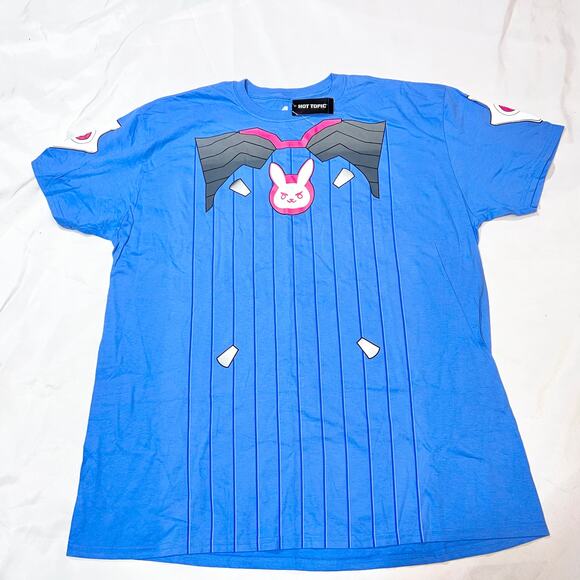 Hot Topic x Blizzard Overwatch D.Va Cosplay Shirt XXL Mighty Fine Pink Bunny - Picture 1 of 3